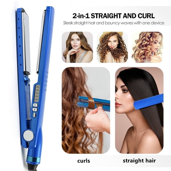 CNV Complete 3-in-1 Hair Styling Kit with Ceramic Flat Iron and Spiral Curling Wand, Versatile Home Salon Set for Waves and Straight Looks, 10-Temp Control