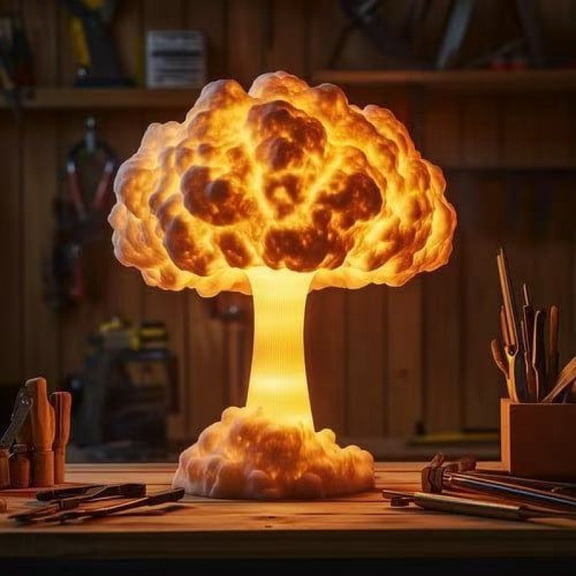 CNV Creative Nuclear Explosion Style Mood Lamp, Handcrafted 3D Resin Cloud Nightlight, Scientific Wonder Decorative Desk Light for Home and Office, Unique Gift for Sci-Fi and Movie Fans