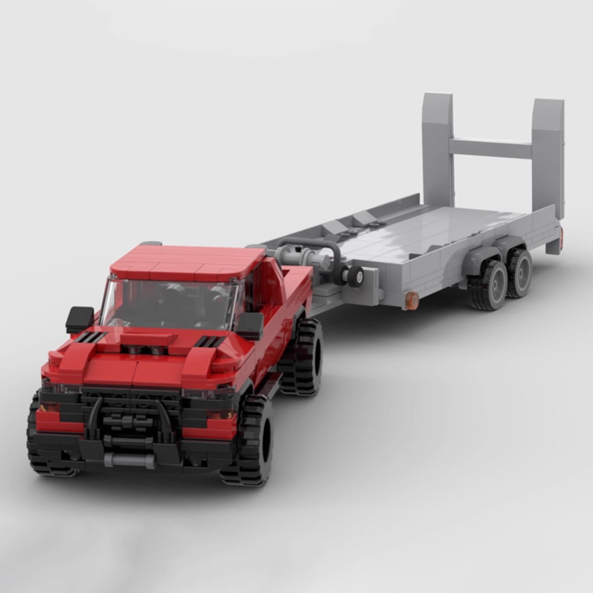 CNV Dodge Ram 1500 TRX with Trailer Building Kit, Red Off-Road Pickup Truck Model, Collectible Vehicle Building Bricks Toy for Boys