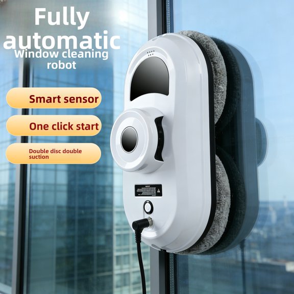 CNV Dual-Disk Automatic Window Cleaner Robot for Home and Office, High-Efficiency Smart Glass Scrubber with Safety Rope and UPS Backup, Multi-Surface Application