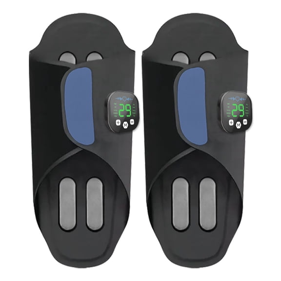 CNV EMS Foot Massager Slippers with Additional Wellness Patches, Rechargeable Pulse Sandals for Leg Relaxation, 10 Modes and 29 Intensity Levels, Remote Control, Black