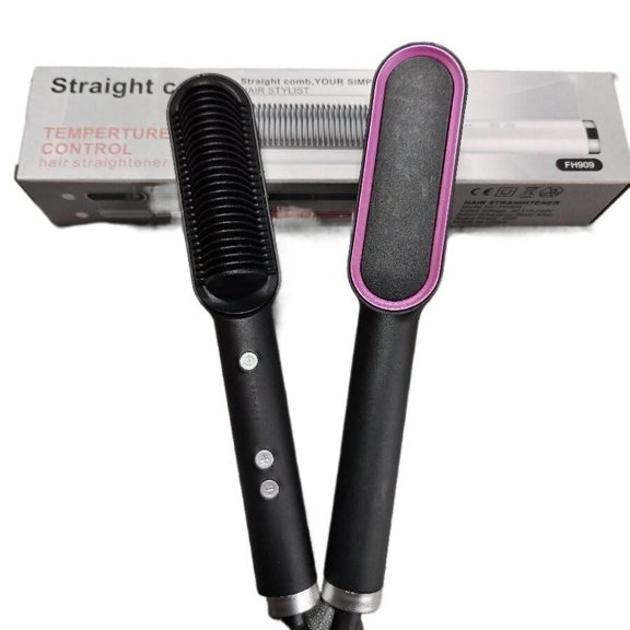 CNV Efficient Thermal Smoothing Comb with Negative Ion Tech, Handheld 2-in-1 Hair Styler with 4 Temp Levels and LED Monitor, Anti-Frizz Home Salon Tool