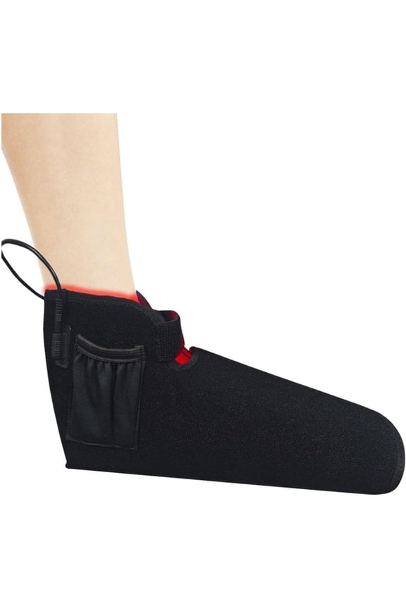 Electric Foot Warmer Slipper, Soft Neoprene Heating Shoe Wrap for Home Relaxation, Dual Spectrum LED Device for Soothing Cold Feet and Daily Comfort, Black