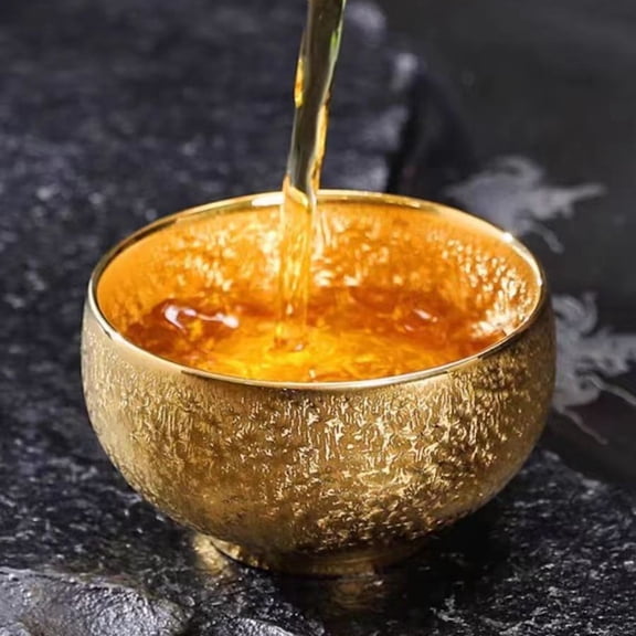 CNV Elegant Hammered Gold Inlay Ceramic Bowl, Premium Oriental Artwork for Tabletop Display & Special Occasions