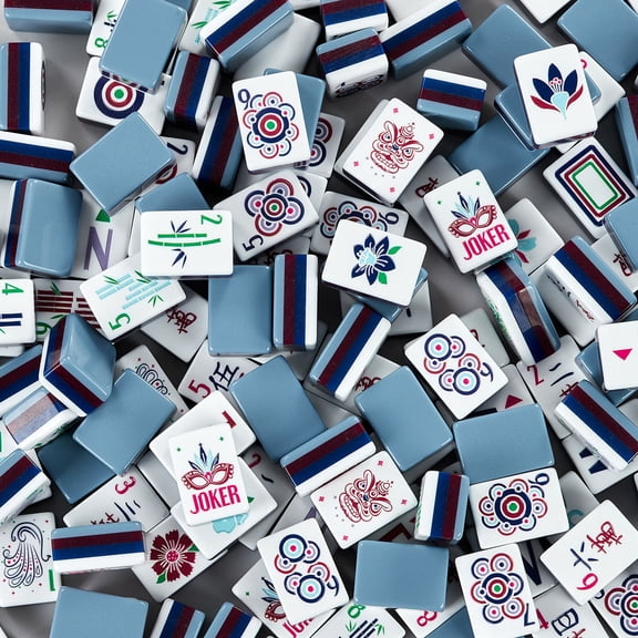 CNV Elegant Morandi Blue-Grey American Mahjong Set, 166 Professional Acrylic Tiles with Crystal Clear Layered Design, Modern Minimalist Tabletop Game with Portable Storage Case