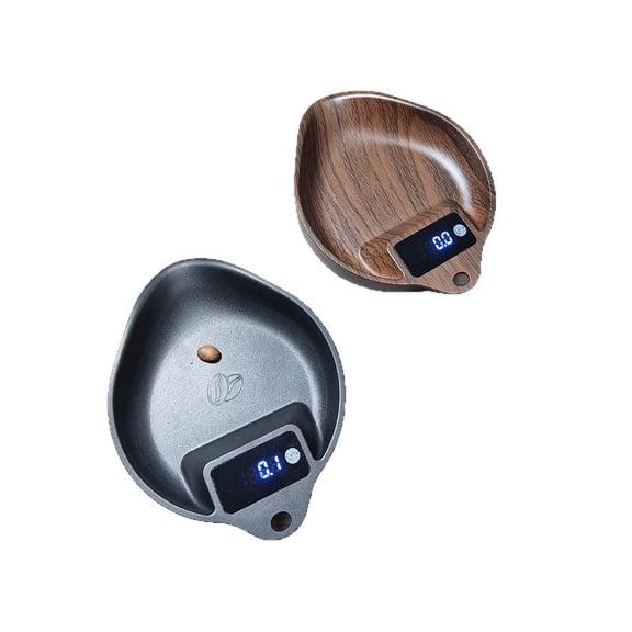 CNV Elegant Wood-Grain Coffee Bean Dosing Cup with Smart Digital Scale, 2-in-1 Professional Coffee Weighing Tray for Single Dose Rituals, Compact Micro-Scale for Specialty Coffee Enthusiasts