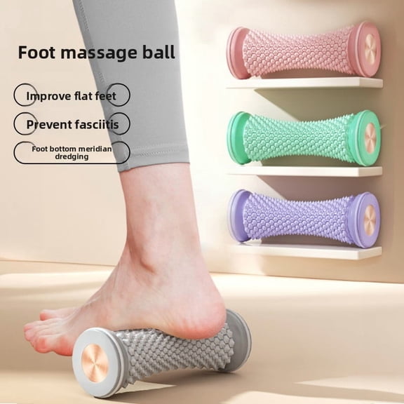 CNV Ergonomic Foot Massage Roller for Arch Pain Relief and Reflexology, Textured 3D Deep Tissue Muscle Roller for Foot and Hand Relaxation, Portable Yoga Prop, Grey
