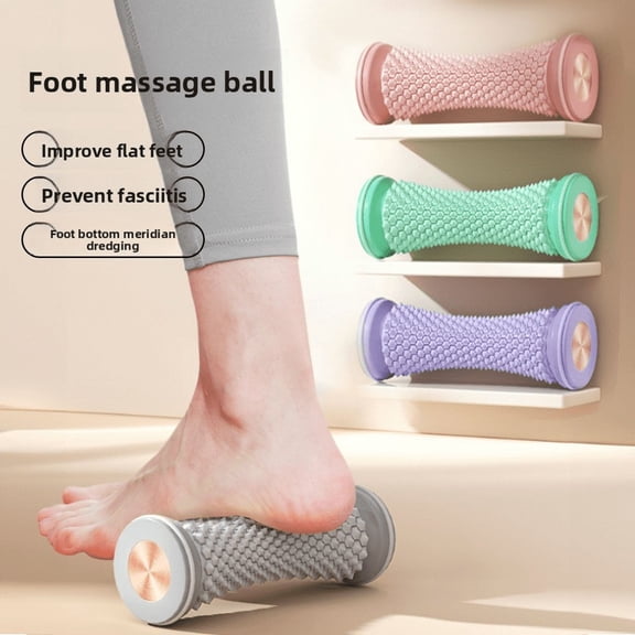 CNV Ergonomic Foot Massage Roller for Arch Pain Relief and Reflexology, Textured 3D Deep Tissue Muscle Roller for Foot and Hand Relaxation, Portable Yoga Prop, Grey