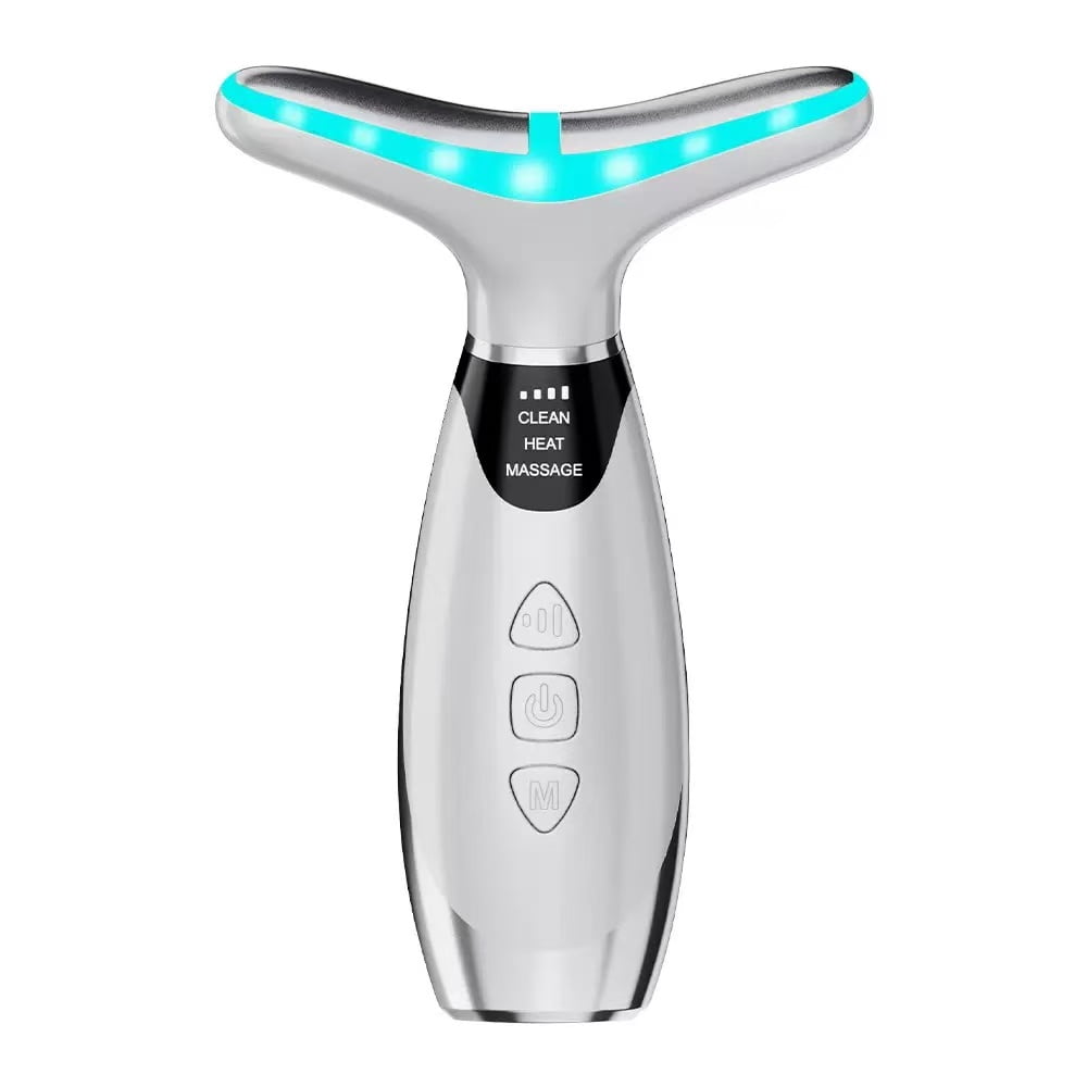 CNV Facial Massager, 7 Colors Red Light Therapy for Face and Neck, Face Lift Device with 113°F Heating Vibration for Multi Skin Care White