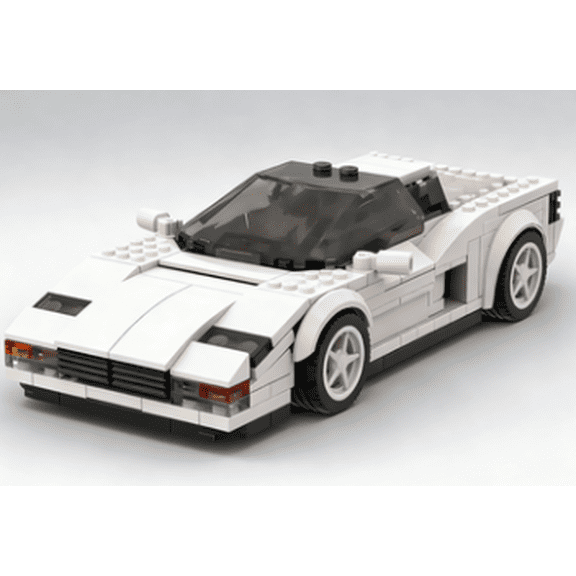 CNV Ferrari Testarossa Building Set, White 8-Wheel Sports Car, Compatible with Major Building Bricks, Kids Car Toy & Collectible