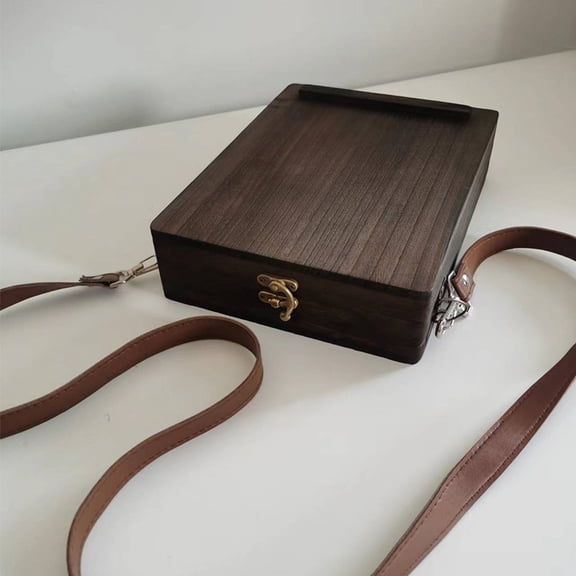 CNV Handmade Vintage Wooden Messenger Bag, 2-in-1 Portable Easel and Writers Toolbox for Outdoor Sketching, Retro Crossbody Artist Box with Walnut Finish, Perfect Gift for Creatives