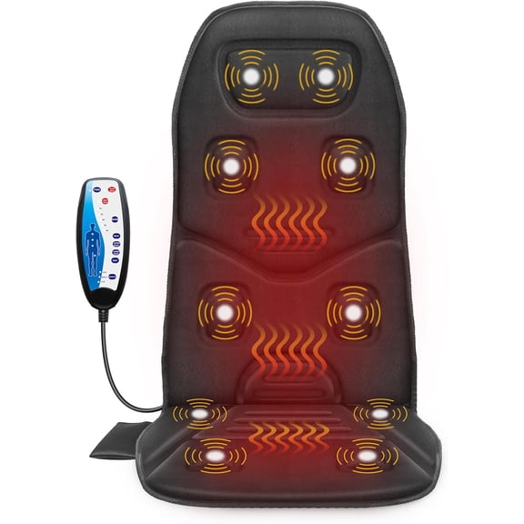 CNV Heated Vibrating Chair Massager for Back and Hip Relaxation, Soft Memory Foam Seat Pad with Adjustable Modes, Stress-Relief Back Massager for Driving, Working, or Reading