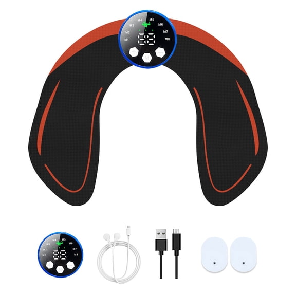 CNV Hip and Body Muscle Stimulator with EMS Technology, U-Shaped Massager Belt for Muscle Activation and Strengthening, Wireless Tool with Remote and LCD Display