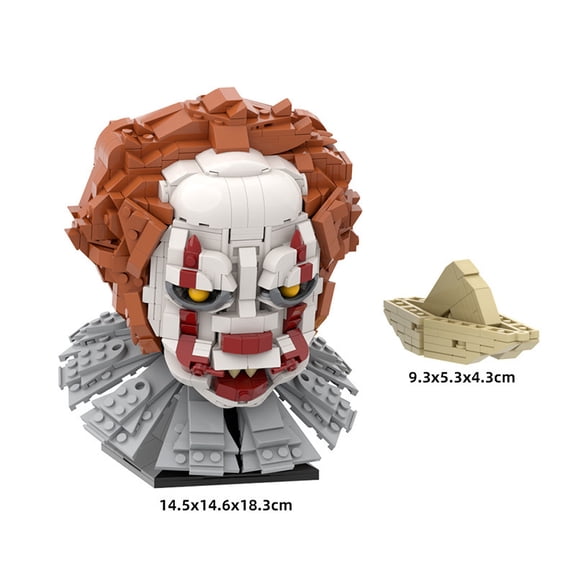 CNV Horror Movie Clown Bust Building Blocks, Iconic Character with Paper Boat, Compatible with Major Bricks, Horror Gift & Collectible