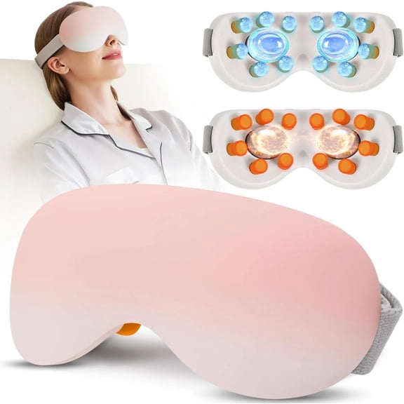 CNV Hot & Cold Compress Eye Massager with 14 Massage Nodes, Rechargeable Eye Relief Mask Built-in Bluetooth Music, Relieve Migraine & Eye Strain, Improve Sleep, Ideal Gift for Men Women