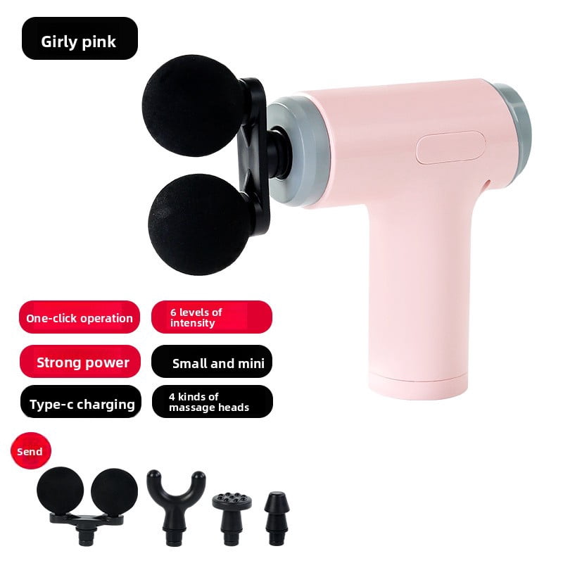 CNV Innovative Dual-Head Mini Massage Gun for Muscle Recovery, Portable Double-Node Percussion Massager with 6 Speeds, Deep Tissue Handheld Quiet Device, Type-C