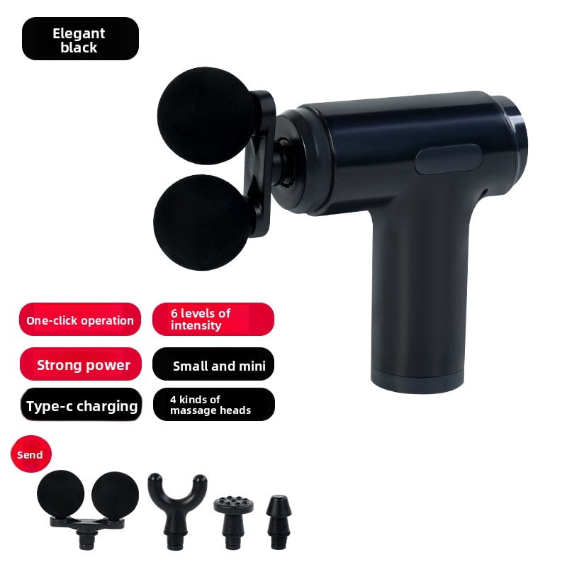 CNV Innovative Dual-Head Mini Massage Gun for Muscle Recovery, Portable Double-Node Percussion Massager with 6 Speeds, Deep Tissue Handheld Quiet Device, Type-C