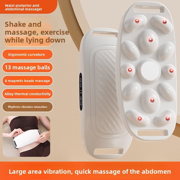 CNV Intelligent Abdominal Kneading Massager with Soothing Heat, Rechargeable Core Wellness Belt with Magnetic Nodes and LCD Display, Portable Body Styler, White