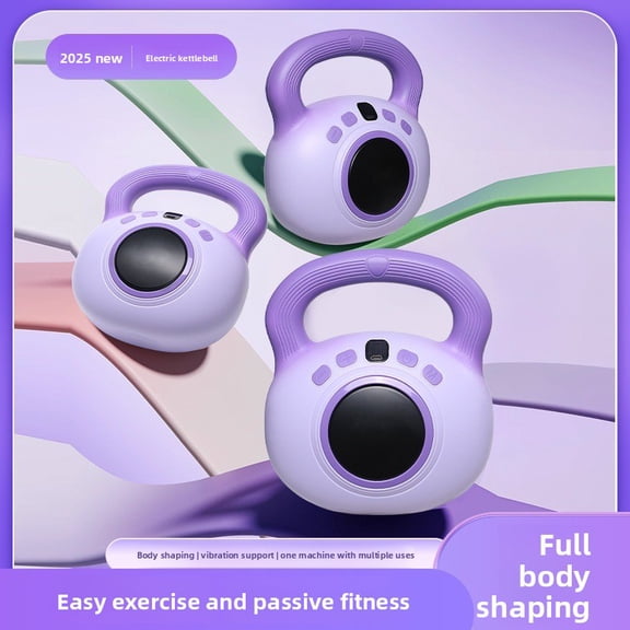 CNV Intelligent Kettlebell-Grip Massager with Soothing Heat, Portable 3-in-1 Deep Tissue Percussion Tool for Full Body Relaxation, LCD Display, 6 Levels, Space Purple