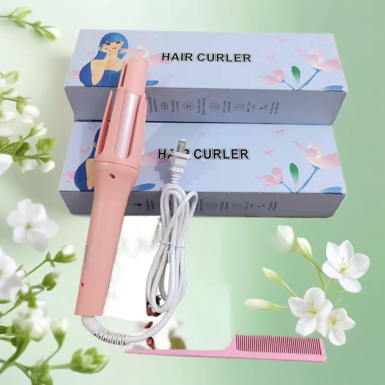 CNV Intelligent Self-Rotating Curling Iron for Beginners, 32mm Ionic