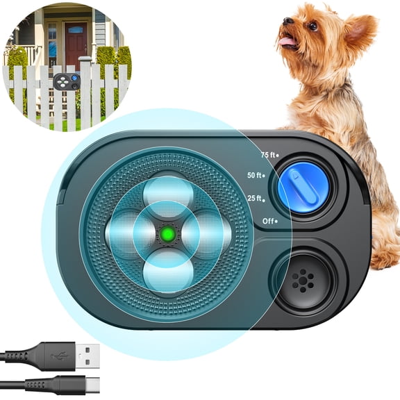 CNV Intelligent Ultrasonic Bark Control System with Adjustable Sensitivity, One-Touch Hands-Free Training Device for a Peaceful Home