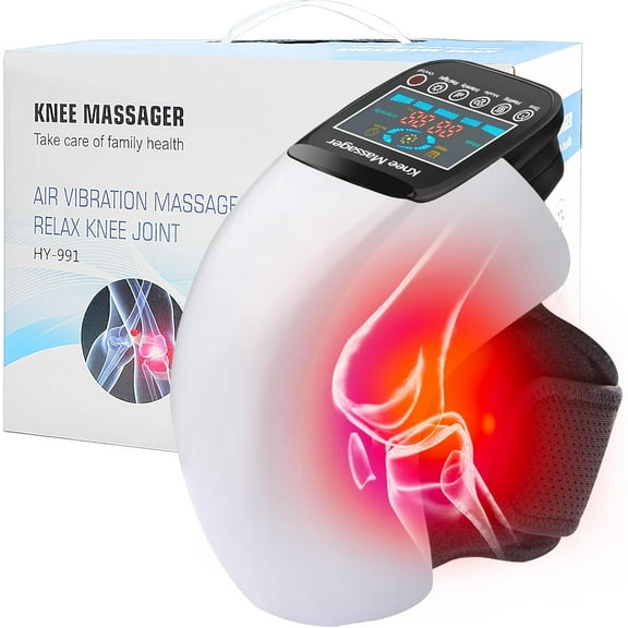 CNV Knee Massager 3 in 1, Adjustable Temperature, Vibration, 3D Massage, Cordless Portable Knee Massager with LED Large Screen