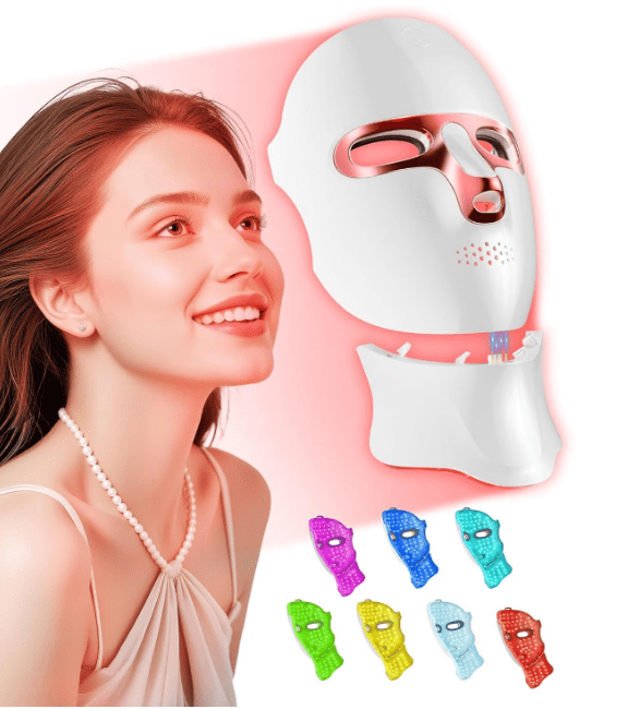 CNV LED Light Therapy Mask Skin Care Mask,Cordless LED Face Mask face & neck Red & Infrared Lights Masks Wavelength,USB C Rechargeable for Home Use Working Travel Yoga White
