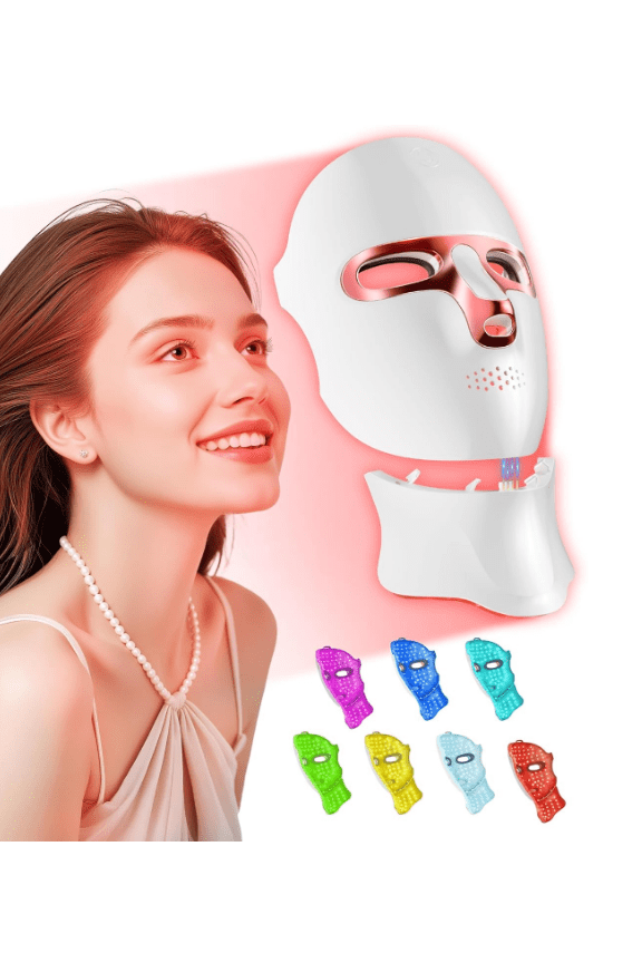 LED Light Therapy Mask Skin Care Mask,Cordless LED Face Mask face & neck Red & Infrared Lights Masks Wavelength,USB C Rechargeable for Home Use Working Travel Yoga White