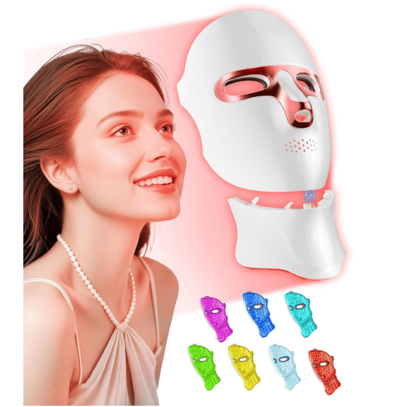 CNV LED Light Therapy Mask Skin Care Mask,Cordless LED Face Mask face & neck Red & Infrared Lights Masks Wavelength,USB C Rechargeable for Home Use Working Travel Yoga White