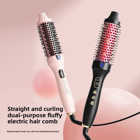 CNV Luminous Ionic Thermal Styling Brush with Red Light Tech, Professional 1.25" Volumizer for Shine and Smoothing, Rapid PTC Heating Tool,