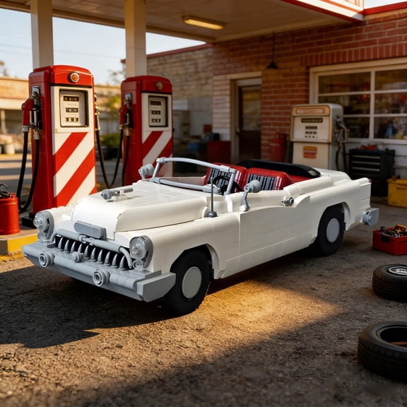 CNV MOC-213472 Classic 1953 Buick Skylark Retro Car Building Blocks Model, Vintage Convertible Vehicle Assembly Bricks Set, Desktop Decoration & Gift Toy