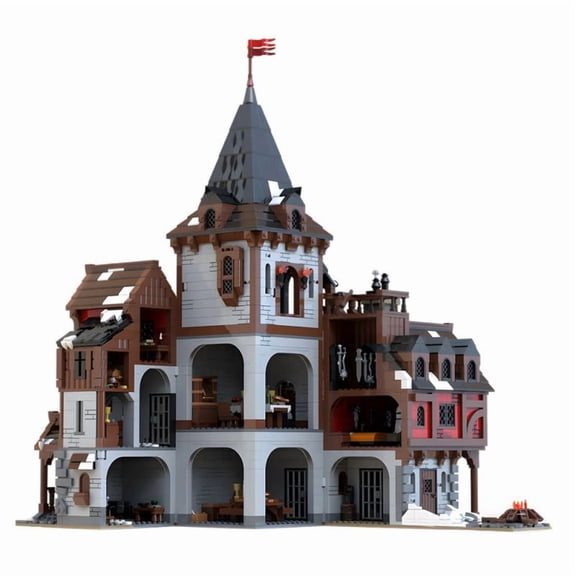 CNV MOC-233536 Wolf King Castle Building Blocks Set, Large Medieval Castle Architecture Model, Mini Bricks Assembly Building Kit for Collection & Display
