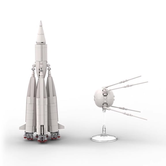 CNV MOC R-7 Rocket & Sputnik 1 Building Blocks Set, Compatible Aerospace Model with Display Stand, Creative Space Exploration Desktop Ornament