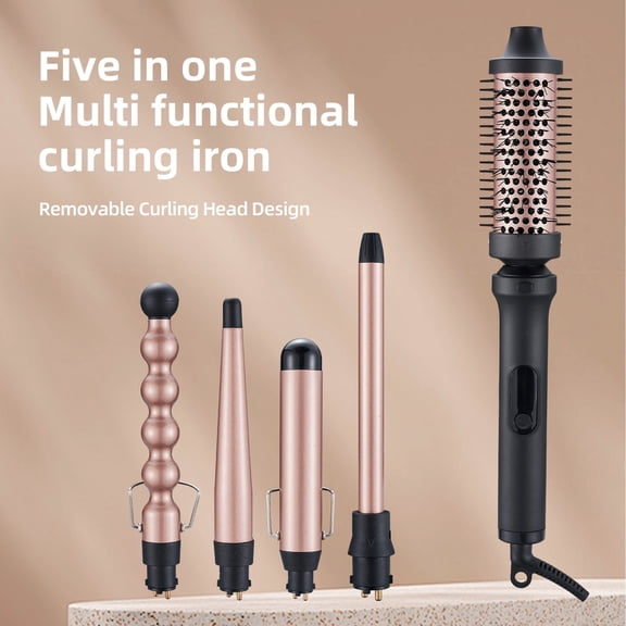 CNV The Master Collection 5-in-1 Hair Styler System, Modular Ceramic Wand Set with Thermal Volumizing Brush and Multiple Curlers, 4 Intelligent Heat Levels, Black