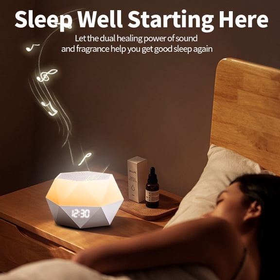 CNV Modern Diamond-Shaped Sound Machine and Mood Light, Versatile Bluetooth Speaker with Natural White Noise and Time Display, Portable Personal Wellness Tool for Office Focus and Bedroom Calm