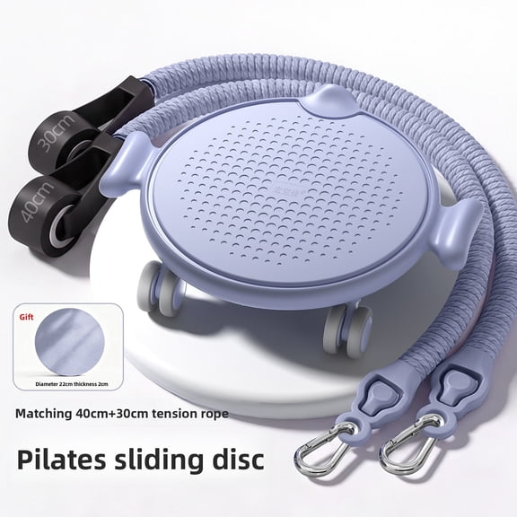 CNV Multi-Functional 360 ° Pilates Slider with Resistance Bands, Portable Leg and Glute Sculpting Plate for Home Workouts, Silent Universal Wheels