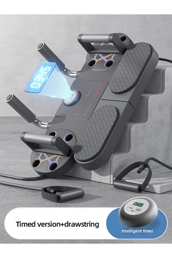 Multipurpose Core Trainer for Plank Support and Push-ups, Adjustable Handle & Elbow Pads, Smart Digital Timer for Abdominal Workout, Home Gym Fitness Equipment