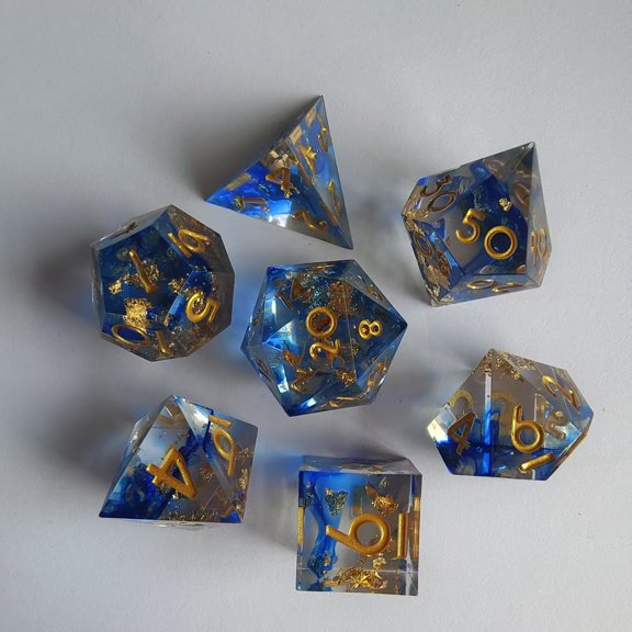 CNV Mystic Dragon Eye Polyhedral Dice Set, 7-Piece Sharp Edge Resin Dice for TRPG and Tabletop Games, Handcrafted Style Suspended Eye Design