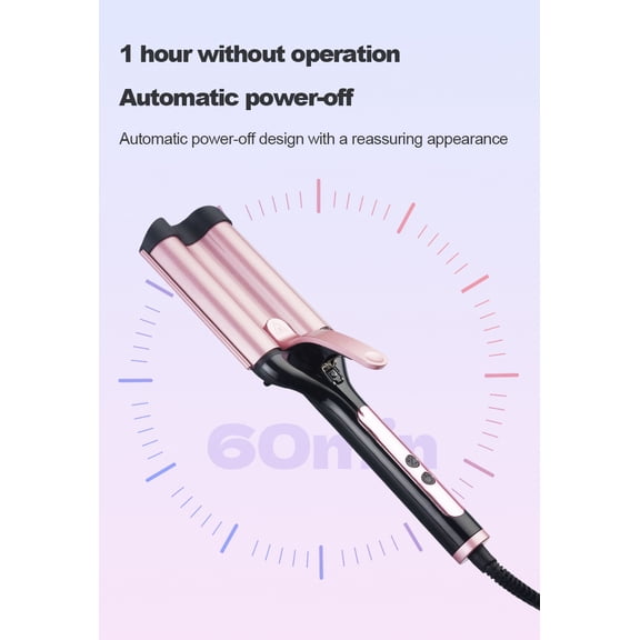 CNV One-Step Triple Barrel Hair Waver with Digital LCD Screen, 1.25 Inch Ionic Ceramic Styling Wand with Anti-Scald Design, Rapid Heating Tool for S-Waves