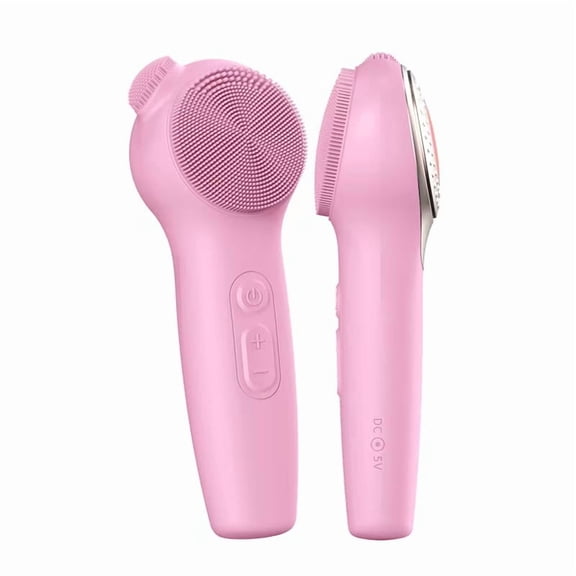 CNV Pink Dual-Zone Sonic Facial Cleansing Brush, Rechargeable IPX7 Waterproof Silicone Face Brush for Deep Cleansing, Gentle Exfoliation & All Skin Types