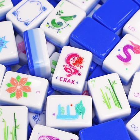 CNV Premium Cobalt Blue Acrylic American Mahjong Set, Luxury 166-Tile Traditional Strategy Game with Portable Case