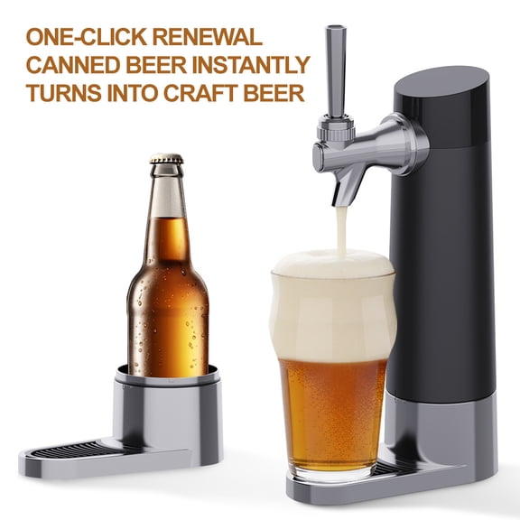 CNV Premium Ultrasonic Beer Foamer and Server, One-Touch Draft-Style Beer Dispenser for Rich Micro-Bubble Foam, High-End Drink Accessory for Parties and Home Bar, USB Rechargeable, Metallic Finish