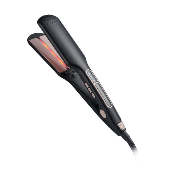 CNV Professional 1.75 Inch Infrared Hair Straightener with Ceramic Tourmaline Plates, Digital LCD Temperature Control Flat Iron for Rapid Smoothing, Ionic Styling Tool