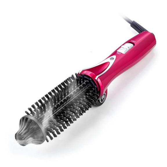 CNV Professional 1-Inch Heated Round Brush Curler, Anti-Scald Ionic Thermal Styler for Volumizing and Beach Waves, Fast Heating Ceramic Hair Wand with Dual Voltage for Travel, Red Wine