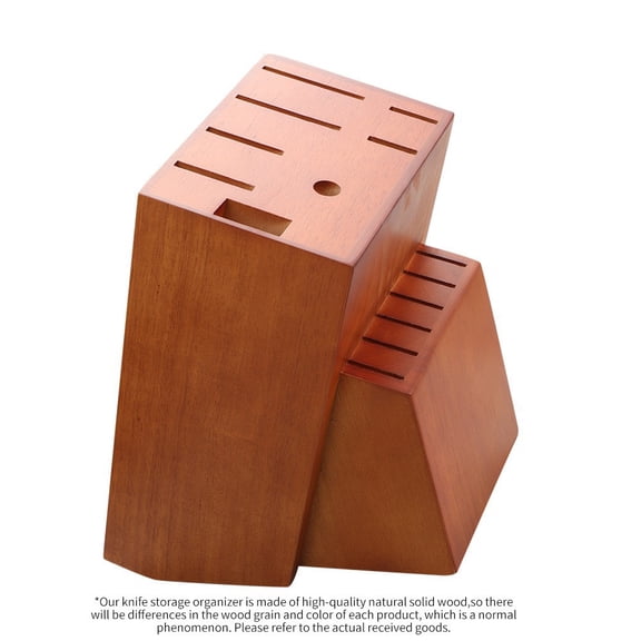 CNV Professional 14-Slot Universal Wooden Knife Block, Heavy-Duty Natural Wood Kitchen Knife Storage Holder for Countertop, Multi-Hole Organizer for Chef Knives, Steak Knives and Kitchen Shears