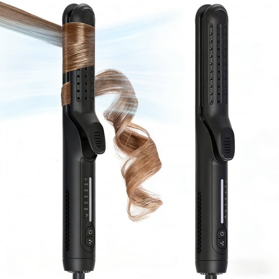 CNV 2-in-1 Airflow Straightener & Curler, High-Performance Ceramic Iron with Adjustable Temperature (Black)