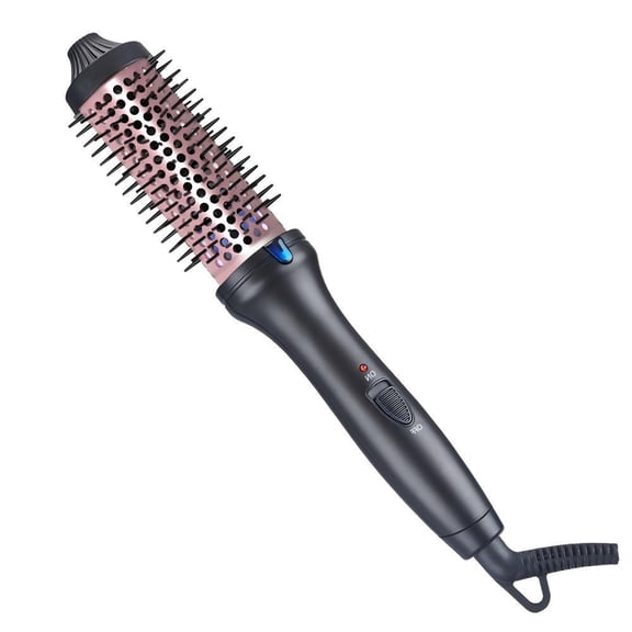 CNV Professional 2-in-1 Heated Round Brush Hair Styler, One-Key Operation Thermal Comb with Ceramic Coating for Root Volume and Waves, Rapid PTC Heating