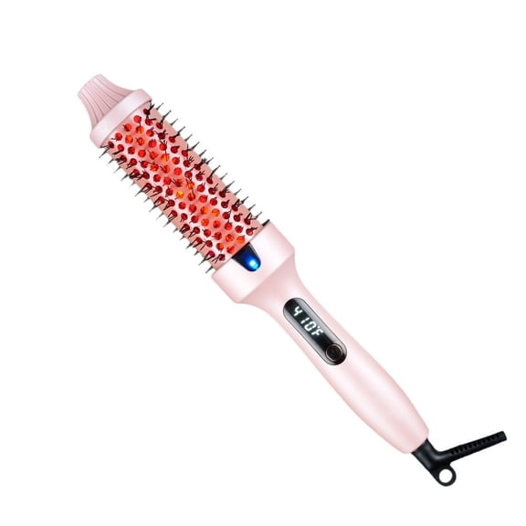 CNV Professional 2-in-1 Heated Round Brush with Infrared Technology, Titanium Ceramic Thermal Styler for Volume and Shine, 6 Adjustable Heat Levels with LCD