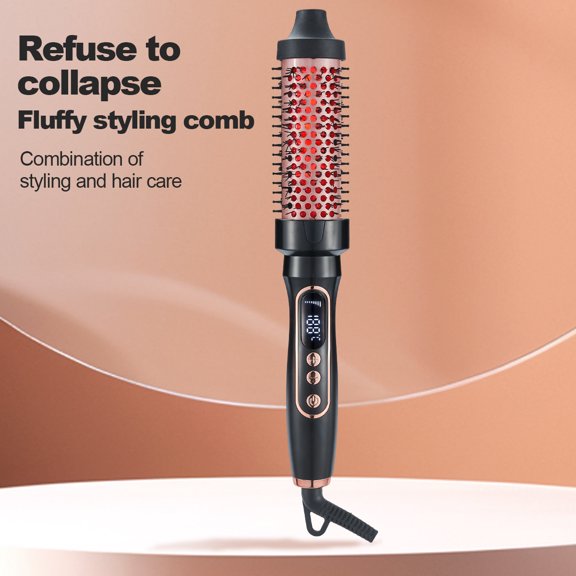 CNV Professional 2-in-1 Infrared Heated Round Brush Hair Styler, 1.5 Inch Ceramic Thermal Comb for Root Lift and Volume, 10 Precise Temp Levels with LCD Display
