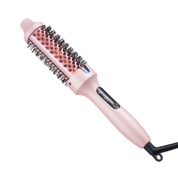 CNV Professional 2-in-1 Infrared Heated Round Brush Hair Styler, 1.5 Inch Ceramic Thermal Comb for Root Lift and Volume, 10 Precise Temp Levels with LCD